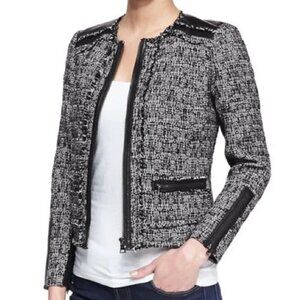 🖤🤍Rebecca Taylor Tweed and Leather Blazer - Size 4
